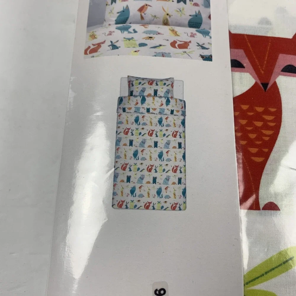 Ikea Lattjo 003.510.12 Cover/Pillowcase Kids Twin Size White Cotton Animal 6128